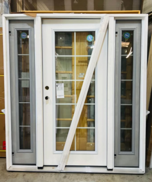 Masonite Full Lite, 10 Lite SDL Fiberglass Single Door, Vented Sidelites 72 in x 80 in