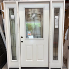 Feather River Doors 67.5 in. x 81.625 in. Rochester Patina 1/2 Lite Unfinished Smooth Right-Hand Fiberglass