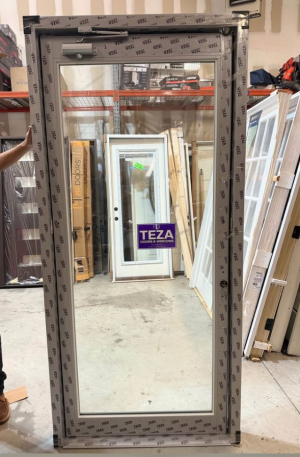 TEZA DOORS Teza 36 in. x 84 in. Left-Hand/Outswing Black Aluminum Prehung Commercial Door