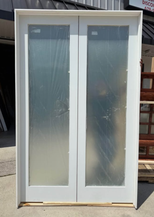 Krosswood Doors60 in. x 96 in. Craftsman Shaker 1-Lite Clear Glass Both Active MDF Solid Core Doubl