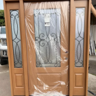 Steves & Sons Regency 64 in. x 80 in. Georgian Decorative Glass LHIS 3/4Lite AW Mahogany Fiberglass