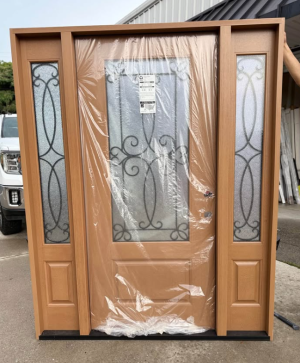 Steves & Sons Regency 64 in. x 80 in. Georgian Decorative Glass LHIS 3/4Lite AW Mahogany Fiberglass