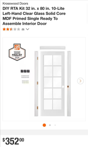 Krosswood Doors DIY RTA Kit 32 in. x 80 in. 10-Lite Left-Hand Clear Glass Solid Core MDF Primed Sing