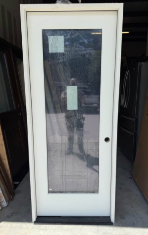 Steves & Sons Palisade 32 in. x 80 in. Full Lite Clear Impact Glass LHIS Unfinished Fiberglass Prehung Front Door