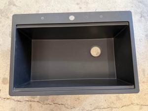 Karran Drop-In Quartz Composite 33 in. 1-Hole Single Bowl Kitchen Sink in Black