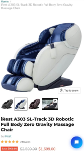 iRest A303 SL-Track 3D Robotic Full Body Zero Gravity Massage Chair