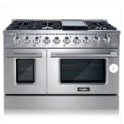 MUELLER 48 in. 6.7 cu. ft. Professional Freestanding Gas Range with 8 Burners, Griddle and Double Oven in Stainless Steel