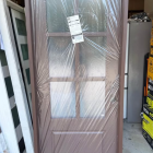 Steves & Sons Regency 32 in. x 80 in. 3/4-6 Lite Clear Glass LHIS Chestnut Stain Fiberglass Prehung Front Door