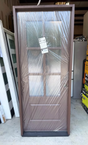 Steves & Sons Regency 32 in. x 80 in. 3/4-6 Lite Clear Glass LHIS Chestnut Stain Fiberglass Prehung Front Door