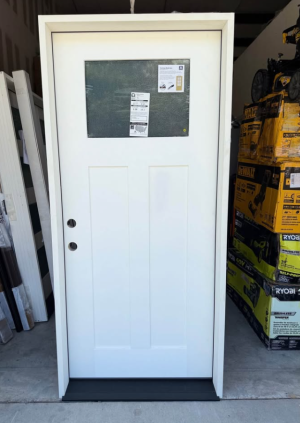 Steves & Sons Palisade 36 in. x 80 in. 1/4-Top Lite Micro Granite Impact Glass RHIS Unfinished Fiberglass Prehung Front Door 6 in. Jb