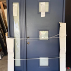 Feather River 53 in. x 80 in. Right-Hand Inswing 3-Lite Frosted Glass Primed Fiberglass Prehung Front Door on 4-9/16 in. Frame Space Blue Color