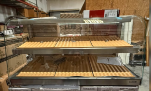 Koolmore 40 in. Glass Countertop Dry Bakery Display Case with Two Shelves and Bamboo Trays, 5.3 cu. ft