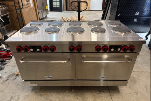 Koolmore 60 in. Commercial Electric Range with 10-Burners and 2-Standard Electric Ovens in Stainless Steel - 208-Volt 3-Phase