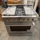 NXR Entree 36 in. 5.5 cu. ft. Professional Style Gas Range with Convection Oven in Stainless Steel and Gold