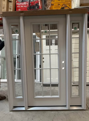 MMI DOOR 64.5 in. x 81.75 in. Classic Left-Hand Inswing 15-Lite Clear Primed Fiberglass Smooth Prehung Front Door with Sidelites