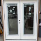 MMI DOOR 64 in. x 80 in. Internal Blinds Left-Hand Inswing Full Lite Clear Low-E Primed Fiberglass Smooth Prehung Front Door