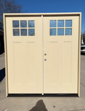 Krosswood Doors Craftsman 72 in. x 79 in. 6-Lite Right-Active/Inswing Clear Glass Unfinished Double Fiberglass Prehung Front Doo