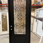 Steves & Sons Regency 36 in. x 96 in. 3/4Lite Georgian Decorative Glass RHIS Onyx Mahogany Fiberglass Prehung Front Door