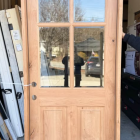 Krosswood Doors 36 in. x 96 in. Knotty Alder Right-Hand/Inswing 4-Lite Clear Glass Clear Stain Wood Prehung Front Door