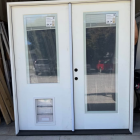 Steves & Sons Legacy 72 in. x 80 in. Primed RHIS Fiberglass 2/3 Tempered Glass Prehung Double Patio Door with Blinds