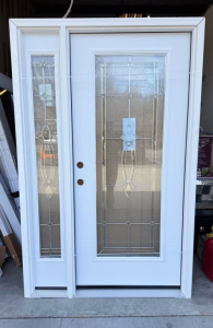 JELD-WEN52 in. x 80 in. Full Lite Blakely Primed Steel Prehung Left-Hand Inswing Front Door with Right-Hand Sidelite
