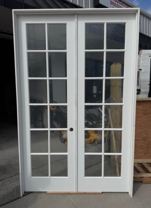 Krosswood Doors 60 in. x 96 in. Craftsman Shaker 12-Lite Both Active MDF Solid Core Double Prehung French Door