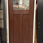 Steves & Sons Regency 36 in. x 80 in. L-Hand 1/4 Lite Radiance Decorative Glass Prefinished Russet Fiberglass Prehung Front Door