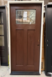 Steves & SonsRegency 36 in. x 80 in. L-Hand 1/4 Lite Radiance Decorative Glass Prefinished Russet Fiberglass Prehung Front Door