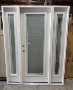 Therma-Tru 60 in. x 80 in. Internal Blinds Right-Hand Inswing Full Lite Clear Primed Prehung Front Door with Sidelites & Impact Glass Resistant!