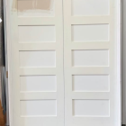 Steves & Sons 60 in. x 80 in. 5-Panel Shaker White Primed Solid Core Wood Double Prehung Interior Door with Nickel Hinges