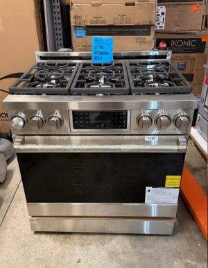 Thor Kitchen Gordon Ramsay Collection RSG36LP 36 Inch Freestanding Professional LP Range with 6 Sealed Burners, 6.0 cu. ft. Oven Capacity, Continuous Grates, High-Performance Dual Burners, Tilt Panel Touch Controls, European True Convection, Self Clean, Telescopic Racks and Sabbath Mode: Stainless Steel with Stainless Steel Trim - LP