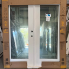 MP Doors 72in. x 80in. Left-Hand Outswing Low E HVHZ Impact Glass White Fiberglass Double Prehung Patio Door with Composite Frame