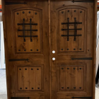 Krosswood Doors 64 in. x 80 in. Mediterranean Knotty Alder Arch Top with Red Mahogony Stain Right-Hand Wood Double Prehung Front Door