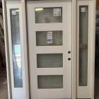 Steves & Sons Palisade 68 in. x 80 in. 4L MicroGranite Impact Glass LHIS Unfinished Fiberglass Prehung Front Door w/Db-14in.SL6-9/16Jb