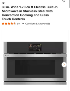 GE30 in. Wide 1.70 cu ft Electric Built-In Microwave in Stainless Steel with Convection Cooking and Glass Touch Controls