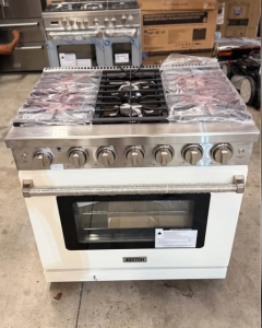 KOSTCH36 in. 6 Burners Freestanding Propane Gas Range in Stainless Steel with 6.0 cu. ft. Convection Oven and White Oven Door (Small Dent)