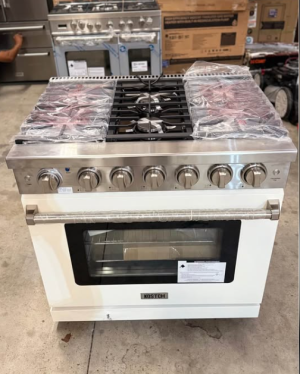 KOSTCH 36 in. 6 Burners Freestanding Propane Gas Range in Stainless Steel with 6.0 cu. ft. Convection Oven and White Oven Door (Small Dent)