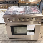 Sunmaki 36 in. 6-Burners Freestanding and Slide-In Gas Range in Stainless Steel with Commercial convection fan and CSA Certified