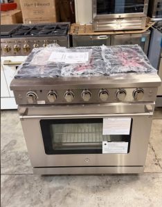 Sunmaki36 in. 6-Burners Freestanding and Slide-In Gas Range in Stainless Steel with Commercial convection fan and CSA Certified