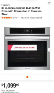 Frigidaire30 in. Single Electric Built-In Wall Oven with Convection in Stainless Steel