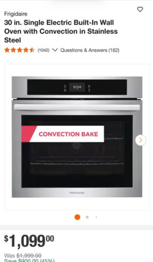 Frigidaire 30 in. Single Electric Built-In Wall Oven with Convection in Stainless Steel