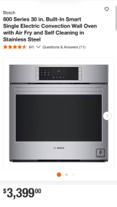 Bosch800 Series 30 in. Built-In Smart Single Electric Convection Wall Oven with Air Fry and Self Cleaning in Stainless Steel