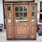 Krosswood Doors 70 in. x 96 in. Alder Right-Hand/Inswing 1/2 Lite Clear Glass Provincial Stain Wood Prehung Front Door with Sidelites