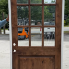 Krosswood Doors 42 in. x 96 in. Rustic Knotty Alder Clear Low-E Glass 9-Lite Red Chestnut Stain Right Hand Single Prehung Front Door