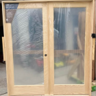 MMI DOOR 72 in. x 80 in. Unfinished Left-Hand Active Pine Wood Full Lite Clear Prehung Interior French Door