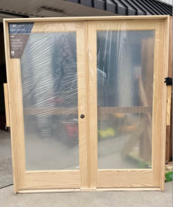 MMI DOOR72 in. x 80 in. Unfinished Left-Hand Active Pine Wood Full Lite Clear Prehung Interior French Door