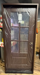 Steves & Sons Regency 36 in. x 80 in. 3/4-6 Lite Clear Glass RHOS Hickory Stain Fiberglass Prehung Front Door
