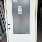 Steves & Sons Legacy 36 in. x 80 in. 3/4 Lite Rain Glass RHIS White Finish Fiberglass Prehung Front Door