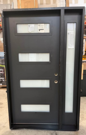 Feather River Front Door 51 x 80 4L Narrow Craft Midd with one Sidelight Full Lite Sl Privacy Jamb With 6 9/16 in swing