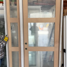 Krosswood Doors 50 in. x 96 in. Modern Hemlock Right-Hand/Inswing 3-Lite Clear Glass Unfinished Wood Prehung Front Door with Sidelite